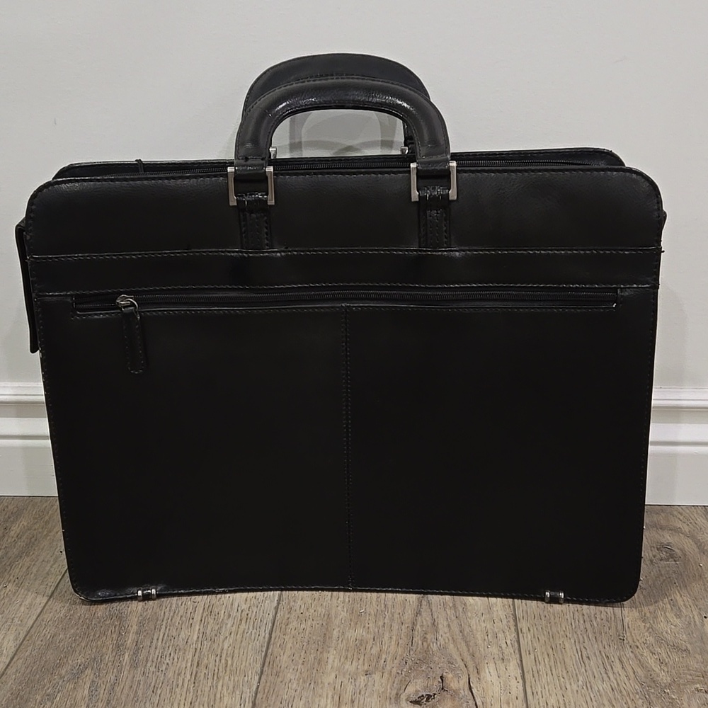 NWT Retro Mancini Elegant/Chic  Black Leather Briefcase - Picture 7 of 12